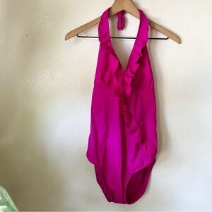 Spanx | ASSETS by Spanx Halter Glamour Ruffle One Piece Swimsuit